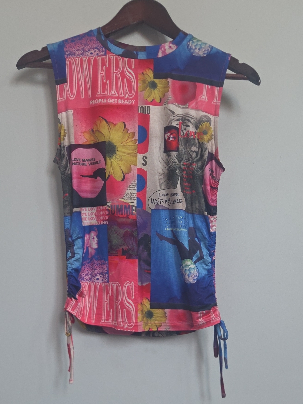 Desigual Sleeveless Graphic Image Printed Patchwork- Multicolor Size Medium